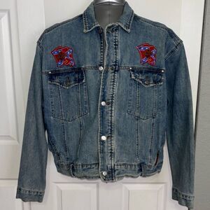 Vintage 1980s Harley Davidson Denim Jean Jacket XL Softail patches trucker embrd